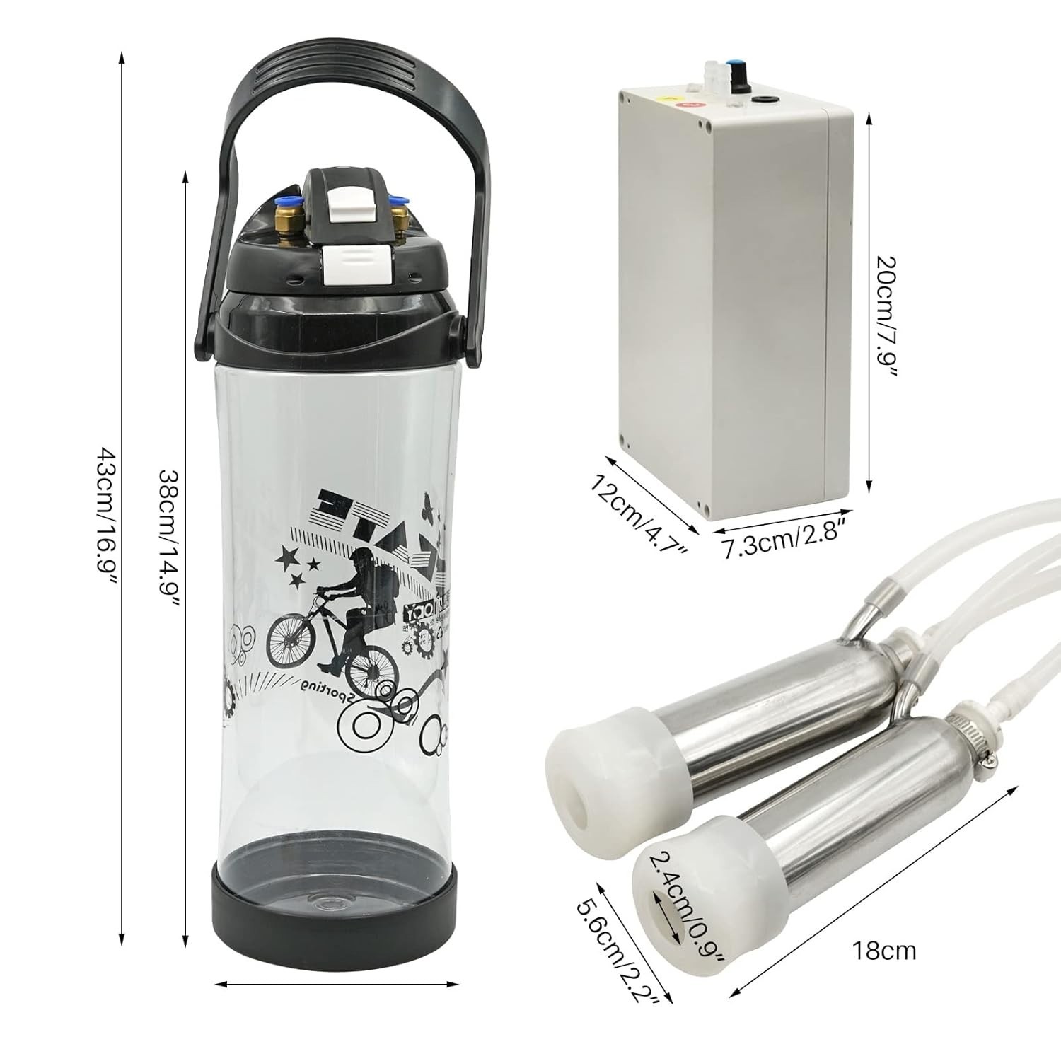 Milking Machine for Cow Electric Milker 3L Portable Pulsation Vacuum Pump Aut...