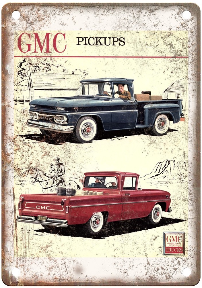 1962 GMC Pickups Vintage Automobile Ad Retro Look Metal Sign AM7476