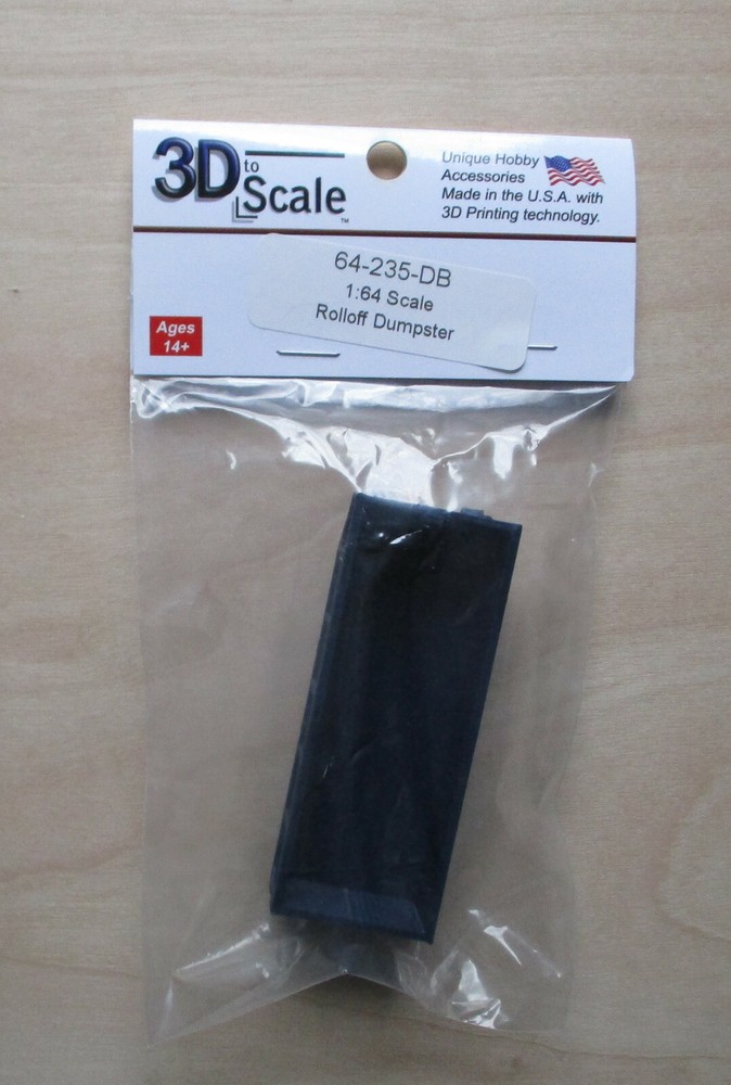 1:64 Blue Rolloff Type Dumpster Plastic 3D to Scale Diorama Layout Accessory