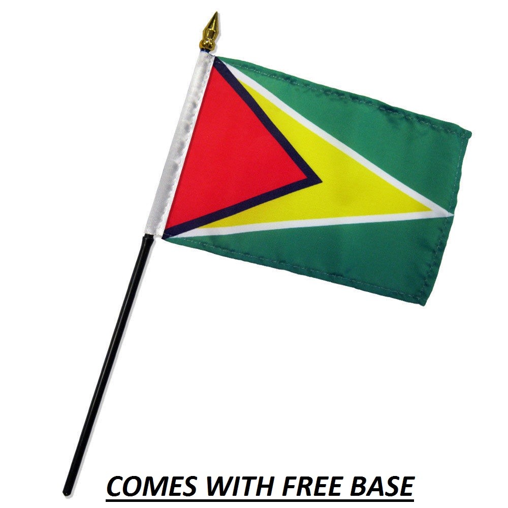 GUYANA  FLAG DESK SET WITH BASE 4x6 INCHES - TABLE STICK FLAG