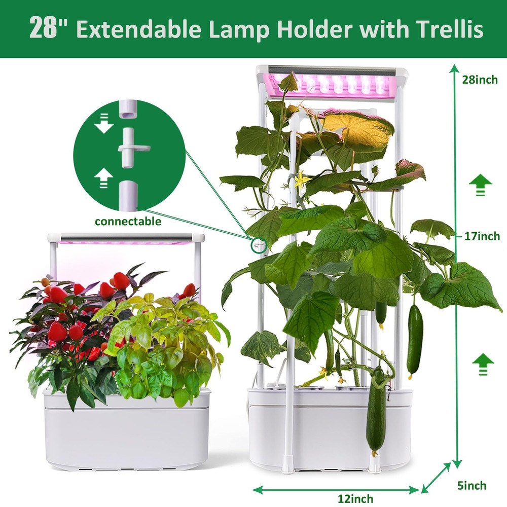 Hydroponics Growing System kit with Trellis,Smart Hydroponic Gardening System...