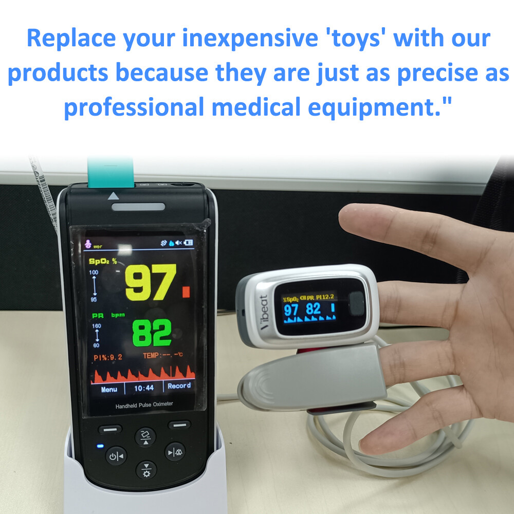 Vibeat Finger Pulse Oximeter with Alarm Check SpO2， Heart Rate， Perfusion Index