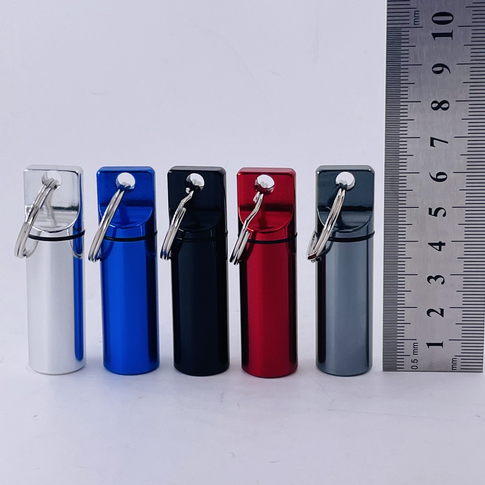 5pcs Waterproof Mini Pill Box Case Holder Container Metal Capsule Tool Keychain