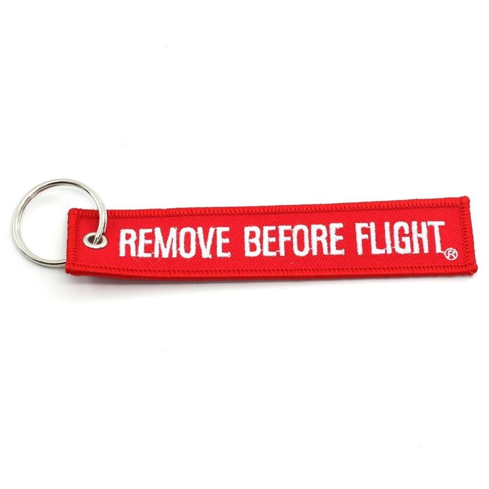 REMOVE BEFORE FLIGHT KEYCHAIN - RED/ White QTY= 1 TAG - FLAG PILOT CREW KEY