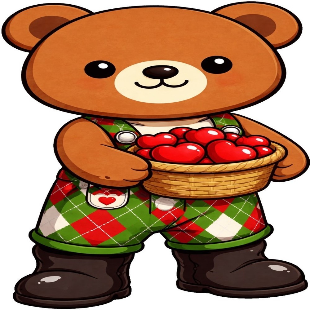 30 Custom Christmas Argyle Love Bear Personalized Address Labels
