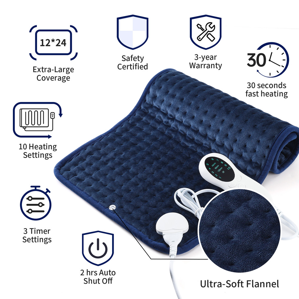 2 Set Heating Pad, 10 Heating Levels, Adjustable Time and Heating Settings