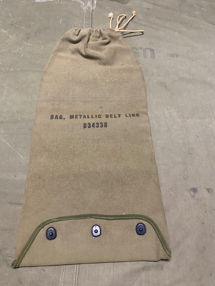 ORIGINAL WWII US ARMY .30 .50 CAL AMMO METALLIC BELT LINK CARRY CATCH BAG-OD#3