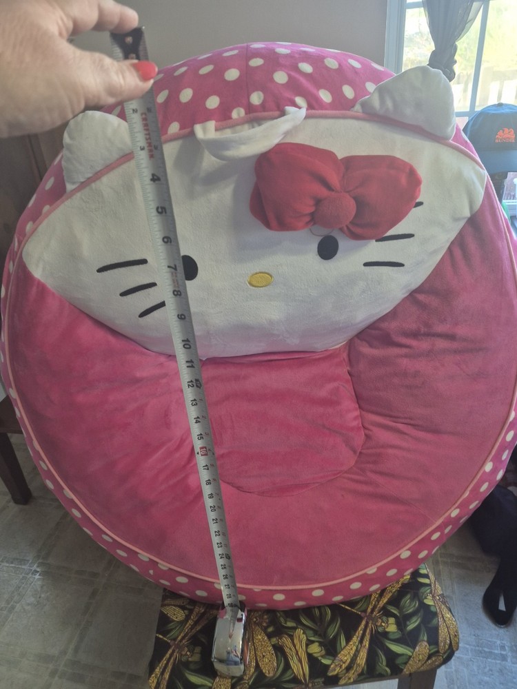 Hello Kitty Plush Beanbag Chair Super Soft Micromink Pink Polka Dot Kids Teens