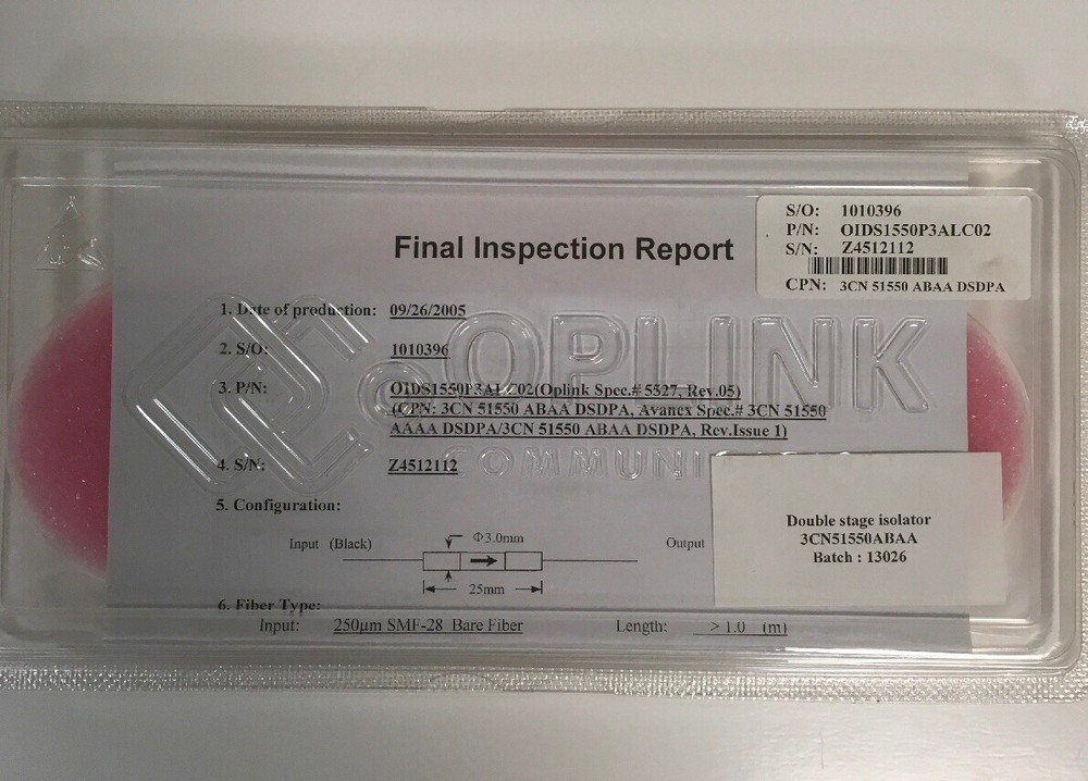 OIDS1550P3ALC02 Oplink  Double Stage Isolator 3CN51550ABAA