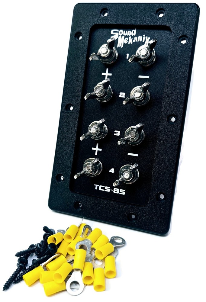 Quad Subwoofer Speaker Box Terminal Cup, QUAD Input - TCS-8S Black
