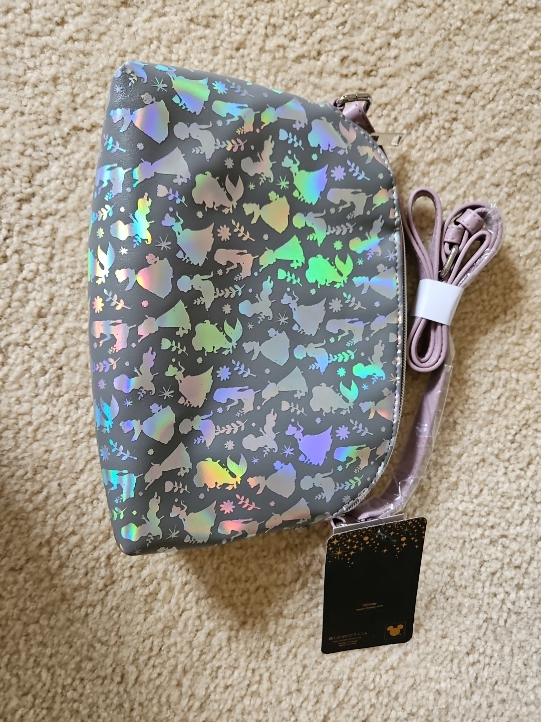 Disney Princess Lilac Holagraphic Foil Crossbody Bag Purse New with Tags