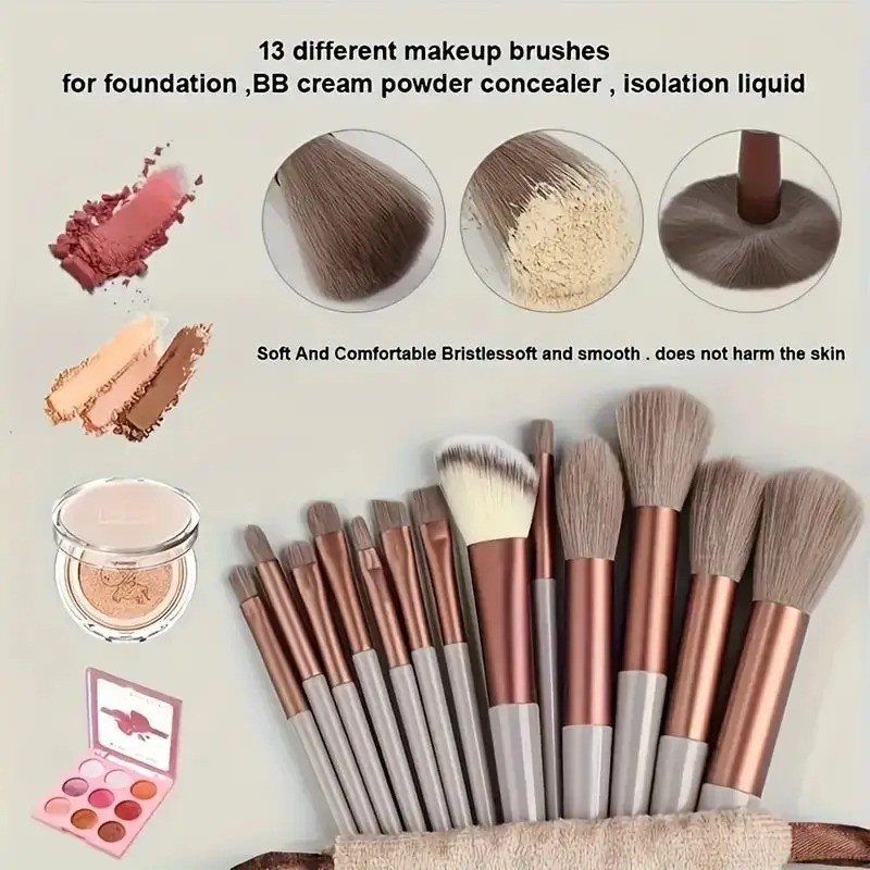 13pcs Professional Makeup Brush Set, Suitable For Foundation, Blush, Concealer A