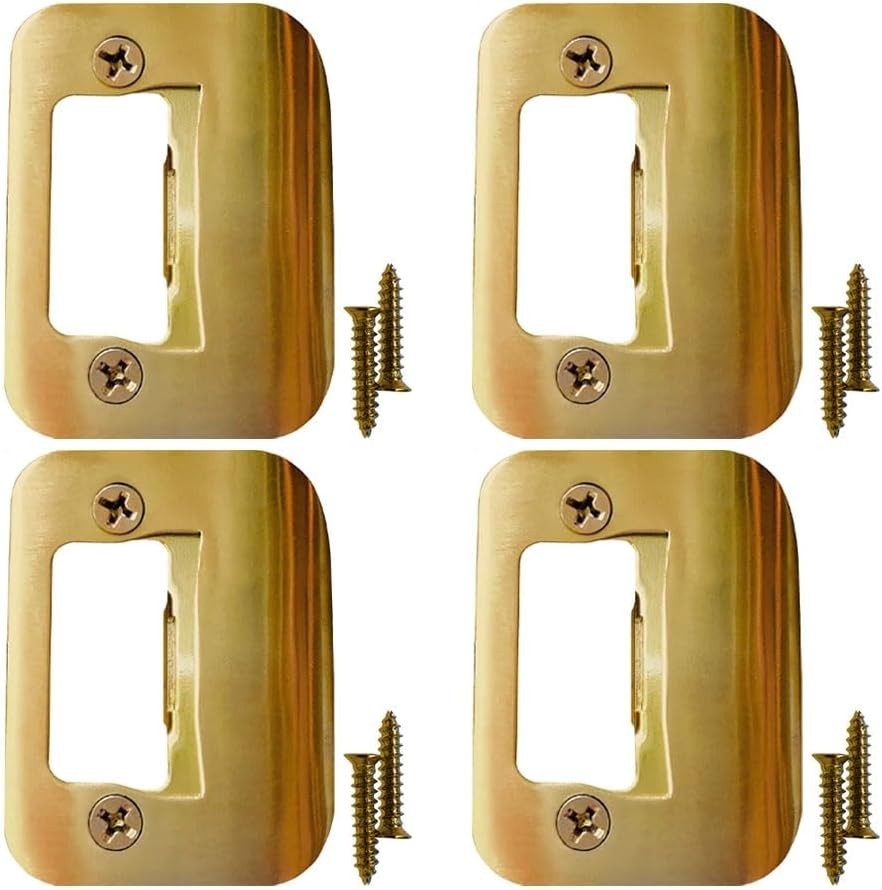 Gator Door Strike Plate 4-Pack, Easy Install | Bright Brass