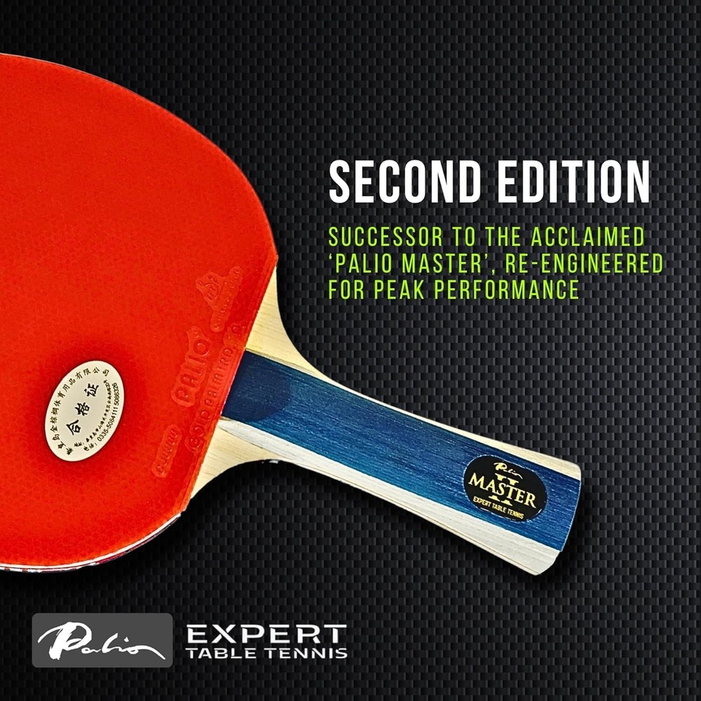 Palio Expert Table Tennis Racket & Case | ITTF-Approved Ergonomic Flared Handle