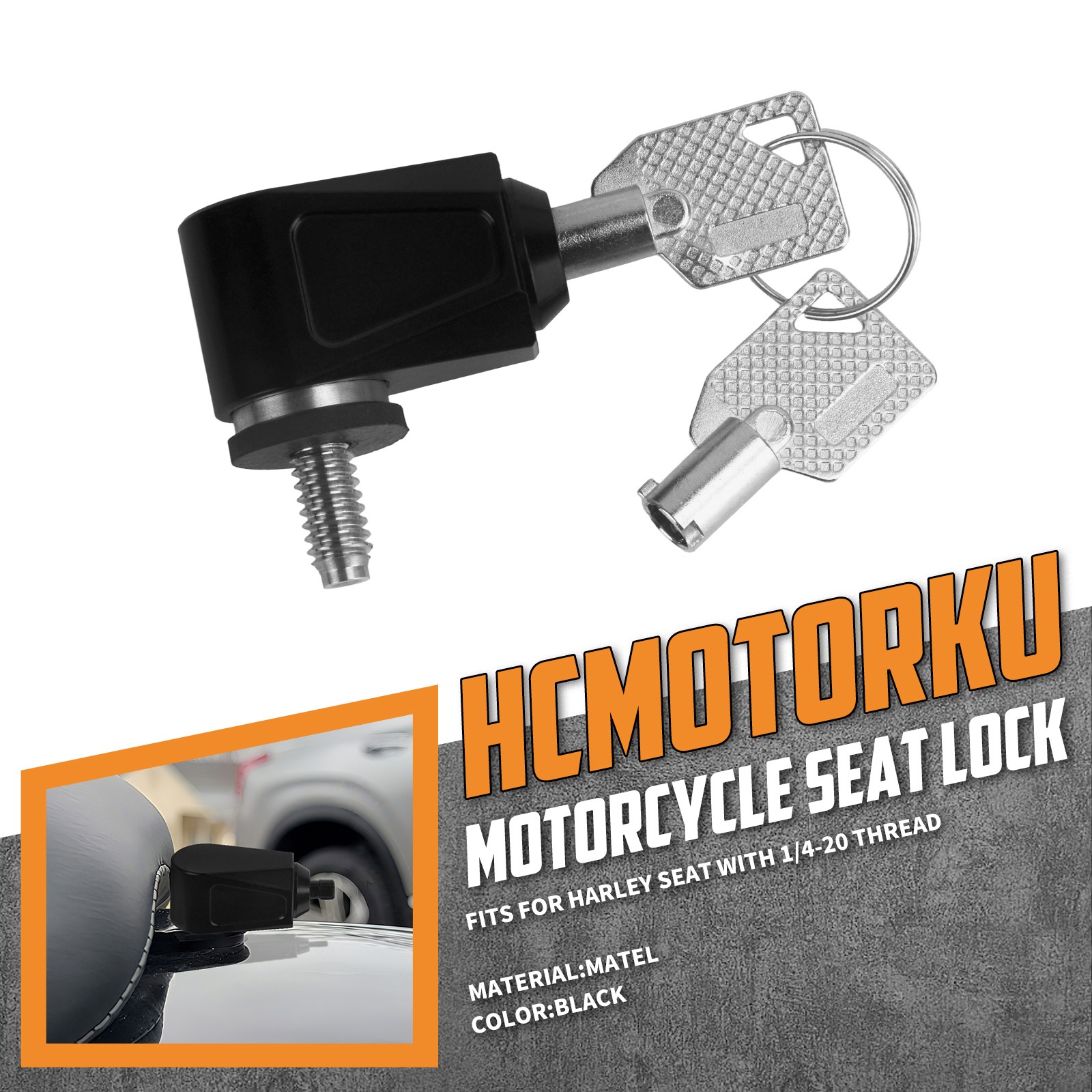 Black Seat Lock Push Pin 2 Keys Anti Theft Set For Harley Dyna Softail Touring