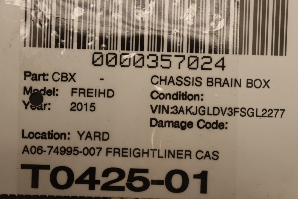 2008-2017 FREIGHTLINER CASCADIA 125 CAB COMPUTER MODULE A06-74995-007 OEM