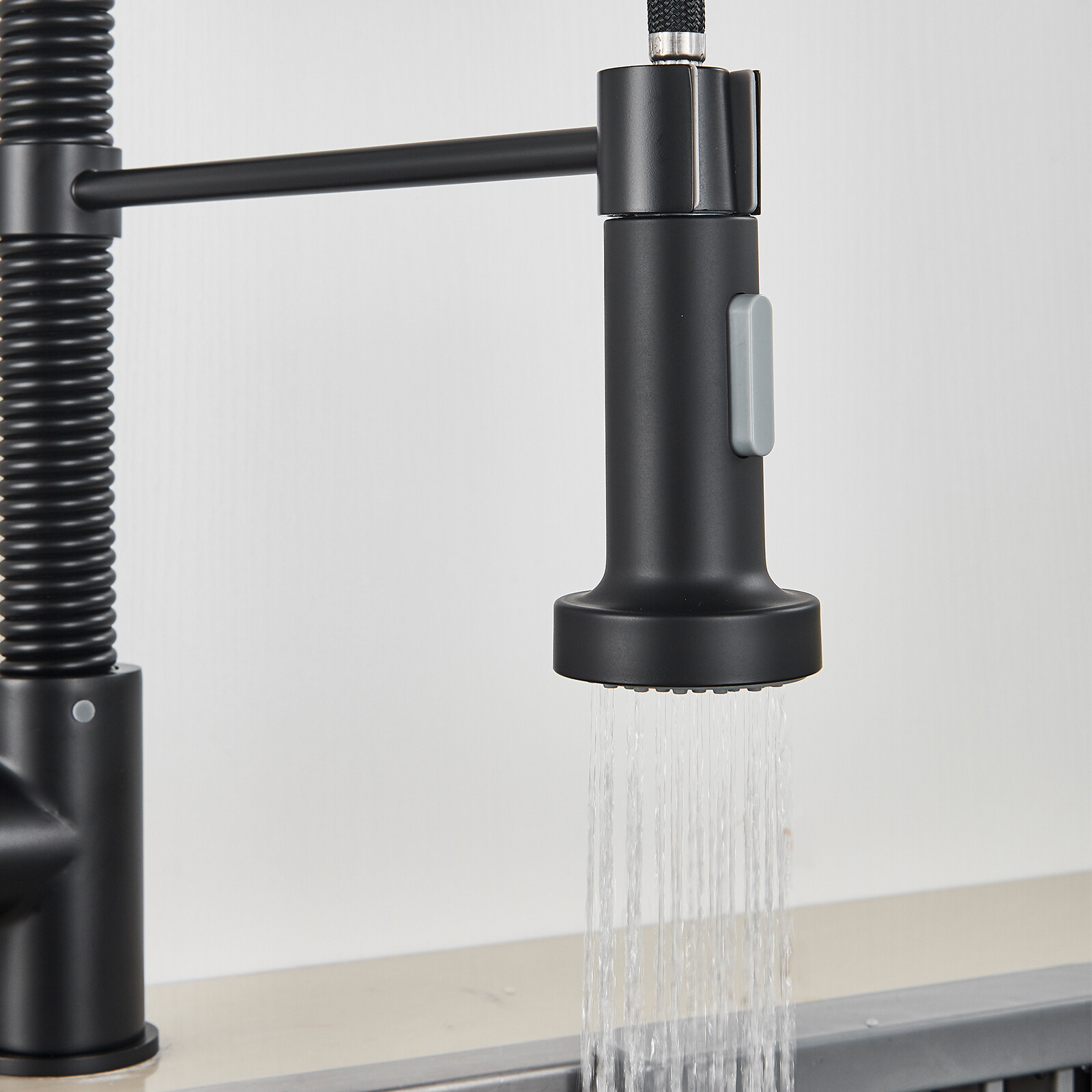 Matte Black Kitchen Faucet Sink Pull Down Sprayer Swivel Mixer Tap Single Handle