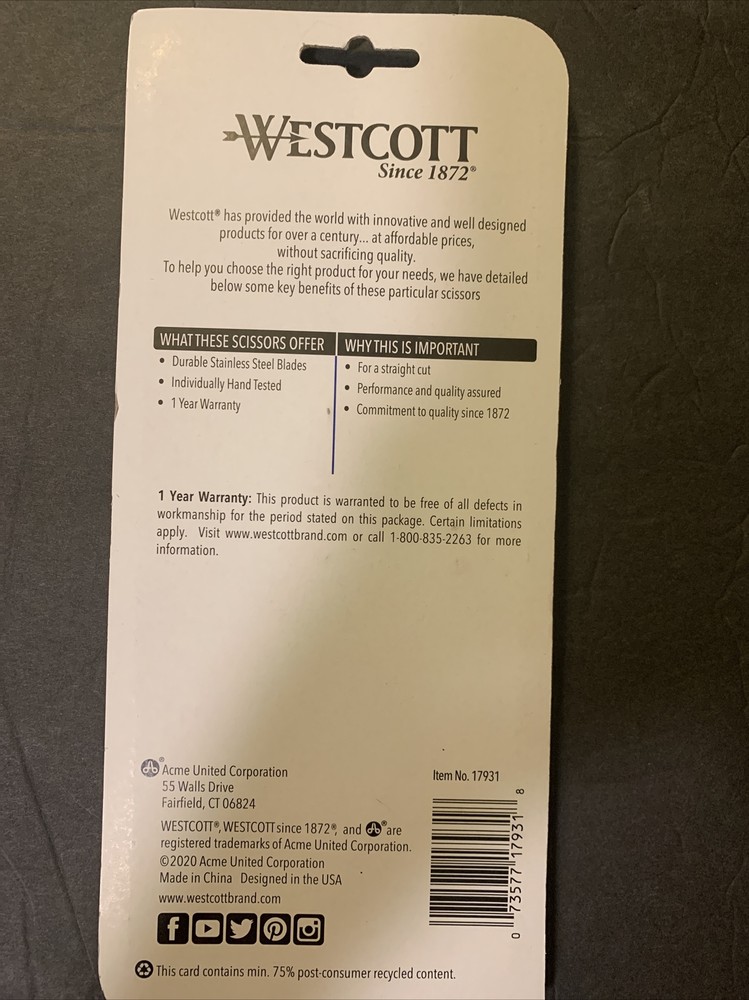 Westcott 8” limited edition scissors with thread snipper