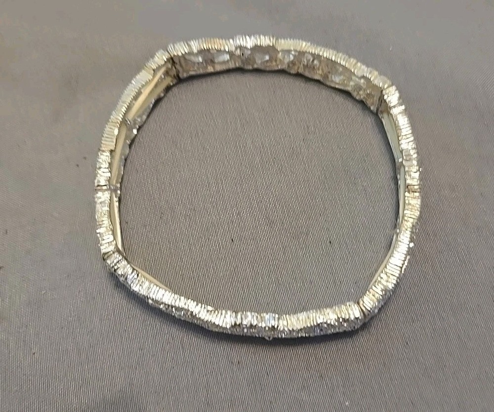 6 Vintage Silver Tone Stretch Bracelets