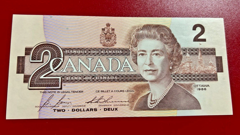 1986 CANADA 2 DOLLARS BANKNOTE UNCIRCULATED
