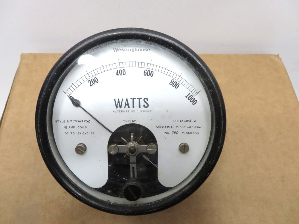 Vintage Westinghouse Panel Mount Wattmeter- 1000 watts