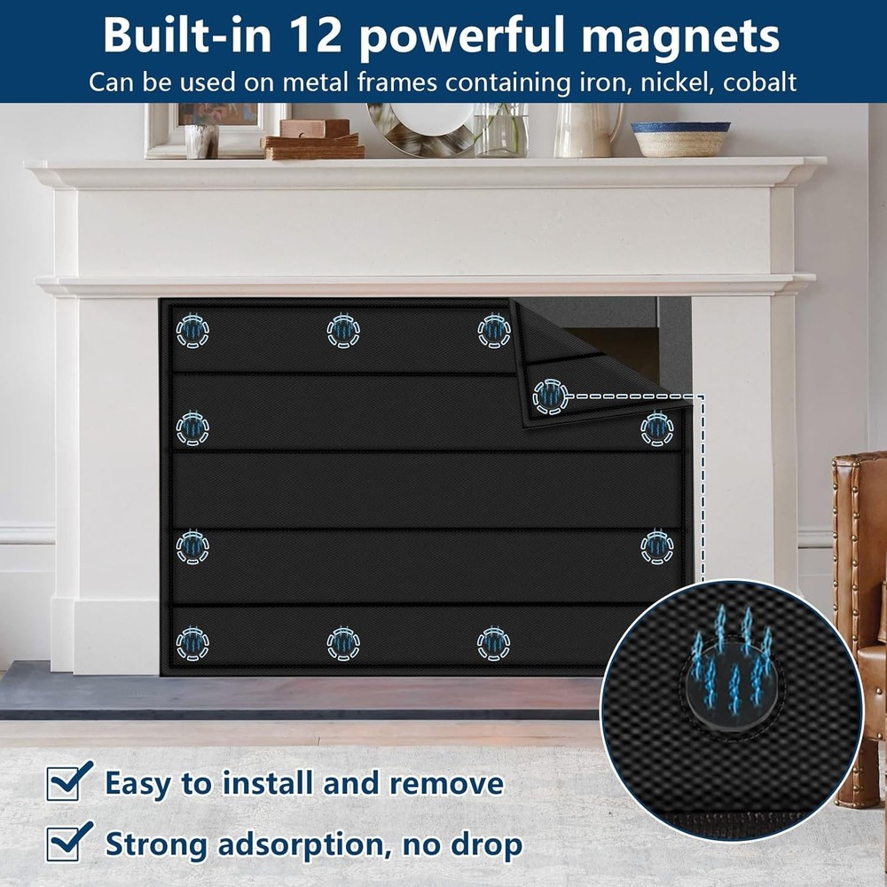 Fireplace Draft Stopper | Energy Saving Magnetized Cover
