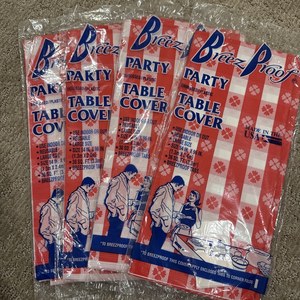 (4) Breez Proof Plastic Table Cover