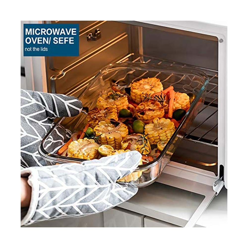 8-Piece Deep Glass Baking Dish Set with Plastic lids,Rectangular Glass Bakewa...