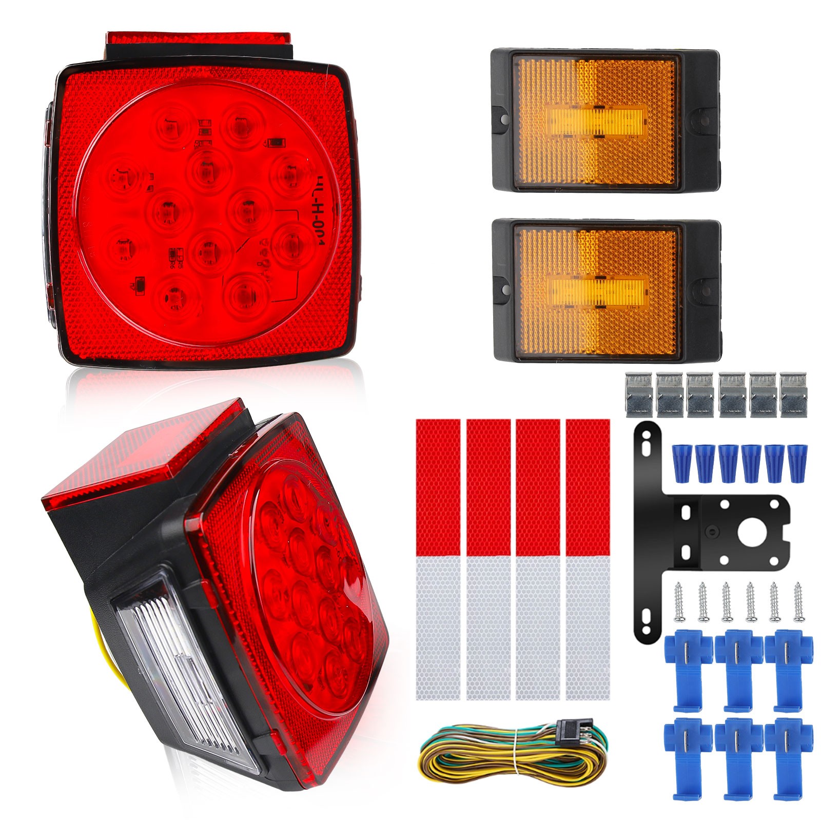 Rear Led Submersible Trailer Tail Lights Kit Boat Marker Truck Waterproof US