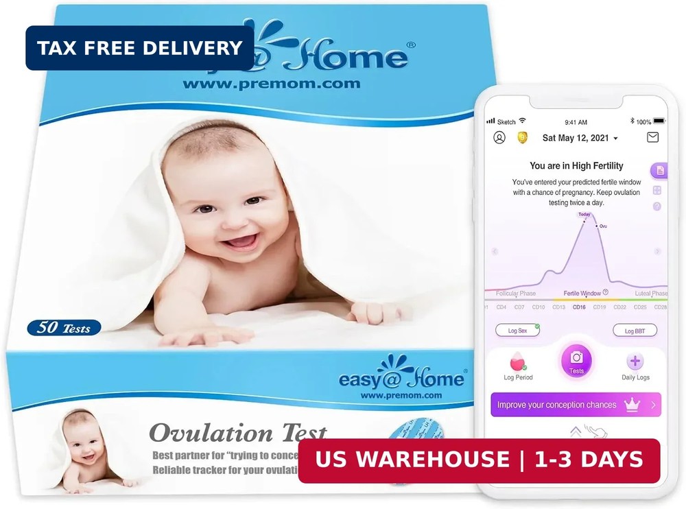 Easy@Home Ovulation Test Strips (50-Pack), FSA Eligible Ovulation Predictor Kit,