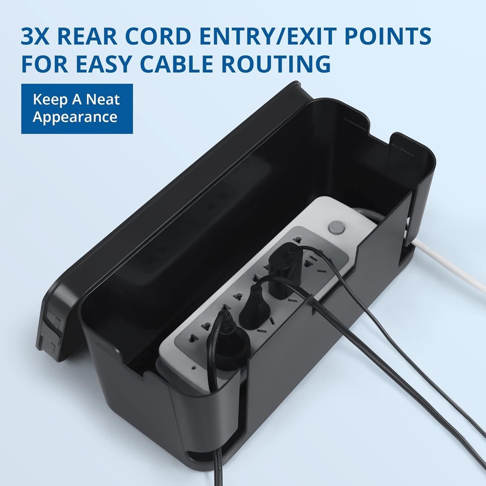 Cable Management Box Black, 2Pack Cord Organizer Box - Extra Large and Medium Si