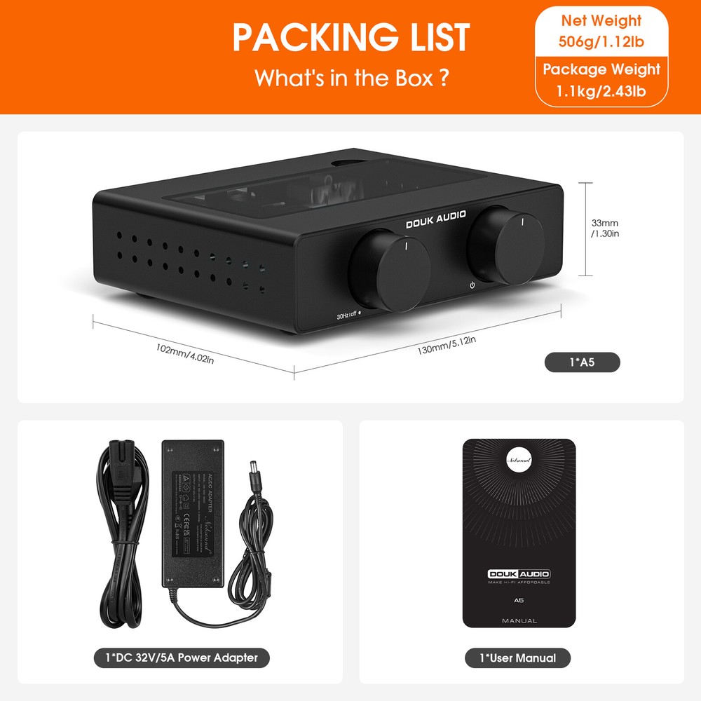 Douk Audio A5 Mini TPA3255 Digital Amplifier Class D Power Amp with HPF