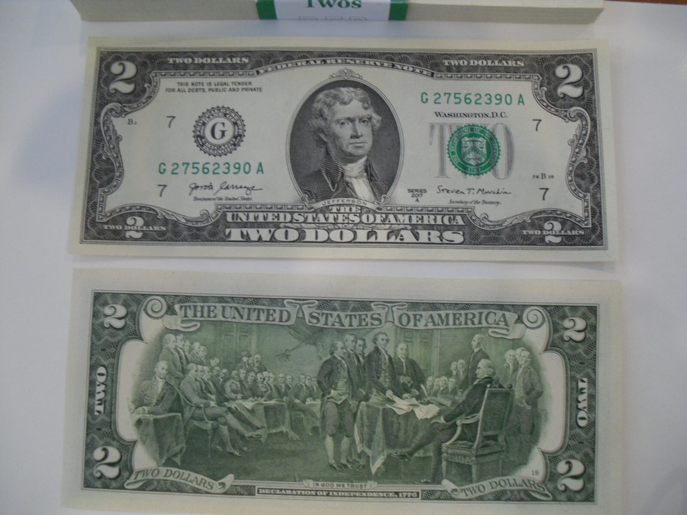 5 Uncirculated/Sequential Two Dollar Bills Collector Grade 2017A