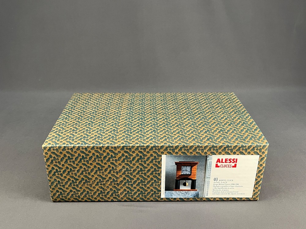NOS Alessi Maple Mantel Clock Designed by MICHAEL GRAVES Modernist Pendulum