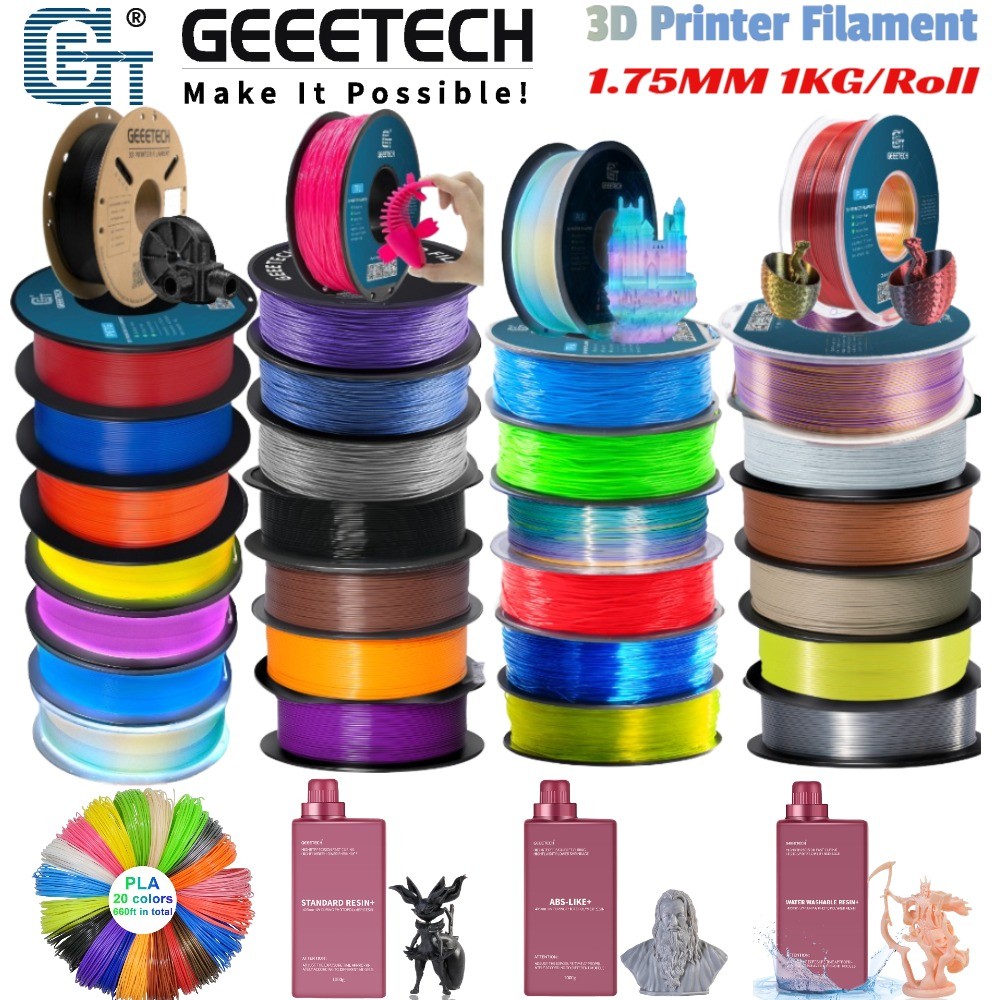 【Buy 6 Get 4 Free,Add 10】GEEETECH 3D Printer Filament PLA/ABS+/PETG/TPU/Resin US