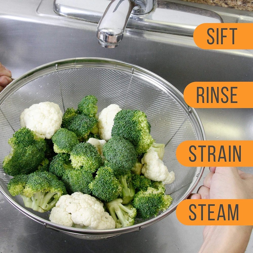 Stylish Stainless Steel Colander Set: 3 Nestable Sizes for Efficient Kitchen Use