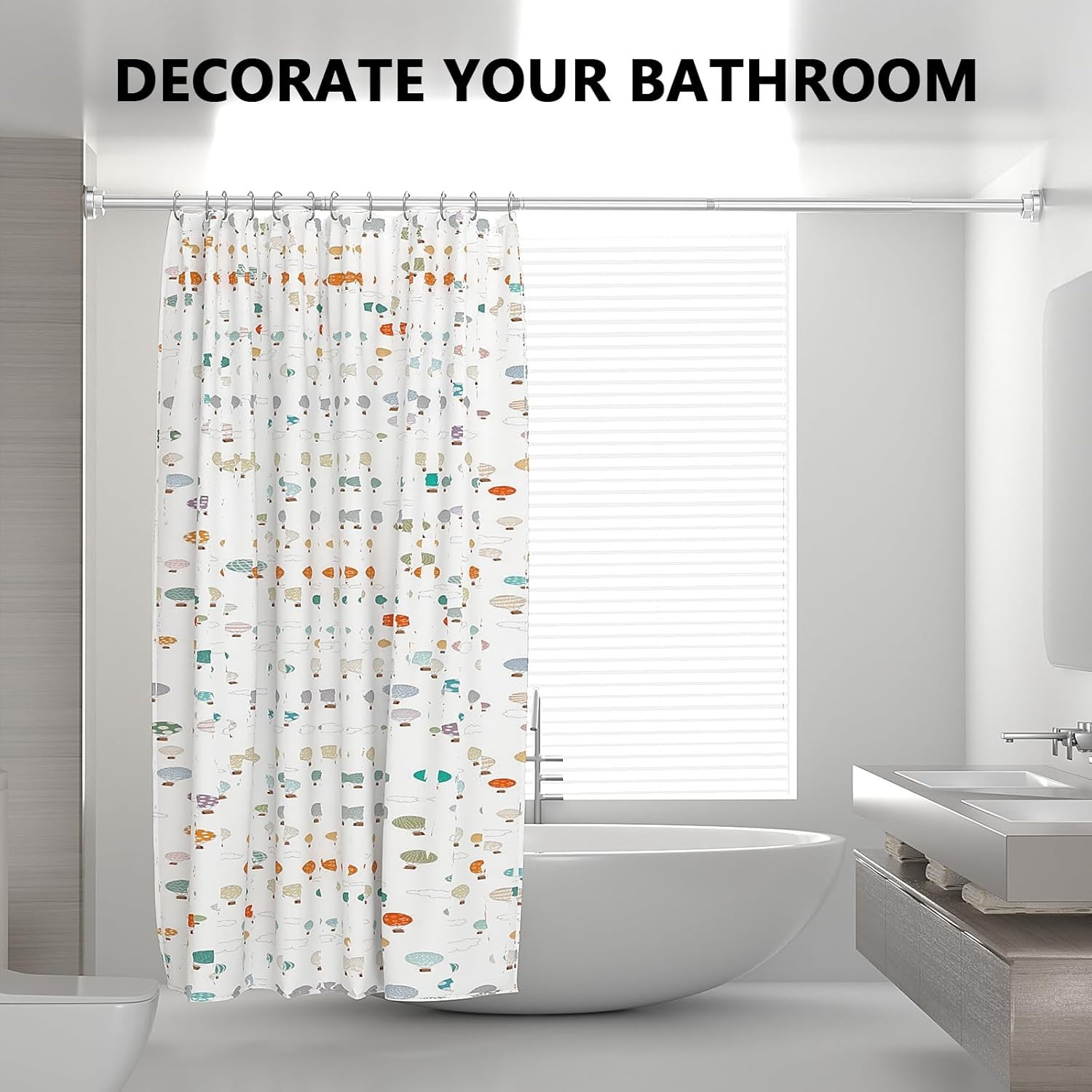 Shower Curtain Rod 27-79 Inches, Adjustable Tension Shower Rod No Drilling, No S