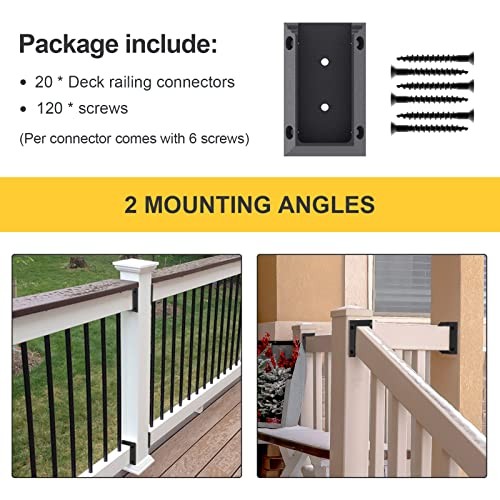 Deck Railing Bracket Connectors, 2x4 Brackets for Railing Wood Lumber Post 20