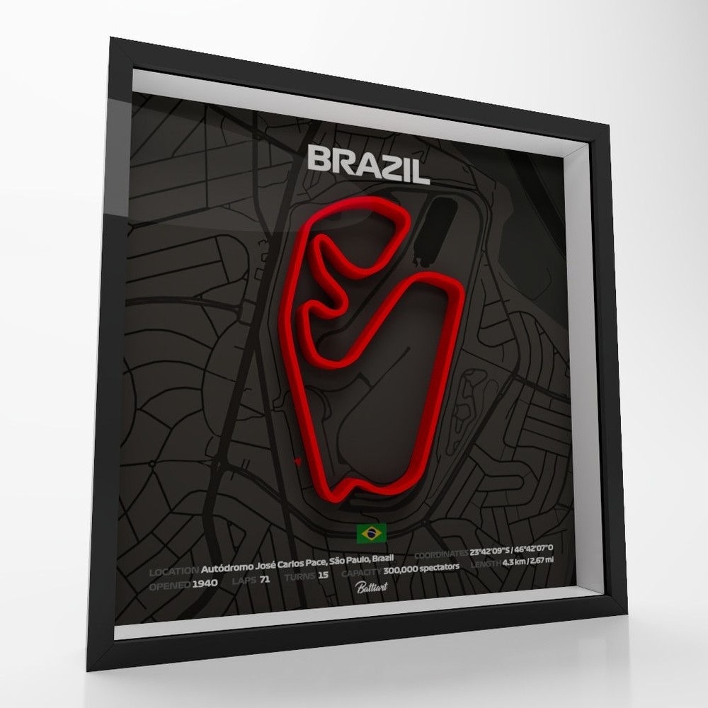 Brazil Interlagos 3D Shadow Box – Minimalist Formula One Wall Art