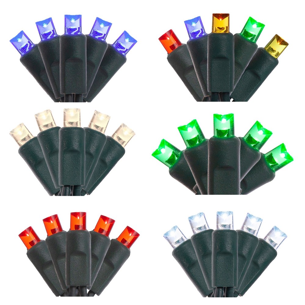 4 pack - 5mm - LED String Lights - 4" spacing - Green wire (6 Colors)