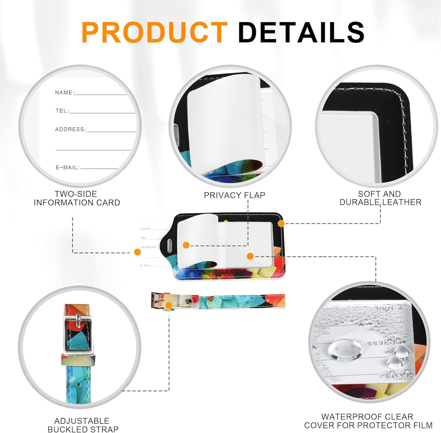 4 Pack Luggage Tag for Suitcases TSA Approved, Leather Suitcase Tags Identifiers