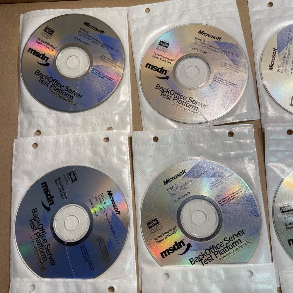 Microsoft MSDN Back Office Server Test Platform Discs 1-20 -Oct. 1999 Int’l Pack