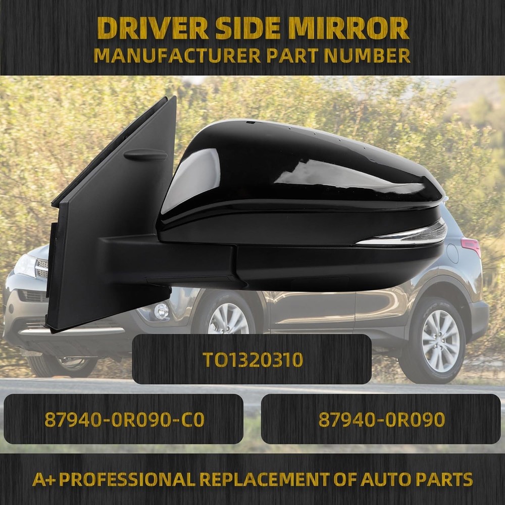 Left Driver Side Door Mirror Assembly Compatible Side, Black