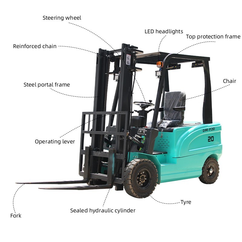 New 2024 2 Ton Rated Capacity Electric Forklift Lifter Lift Truck Two-stage mast