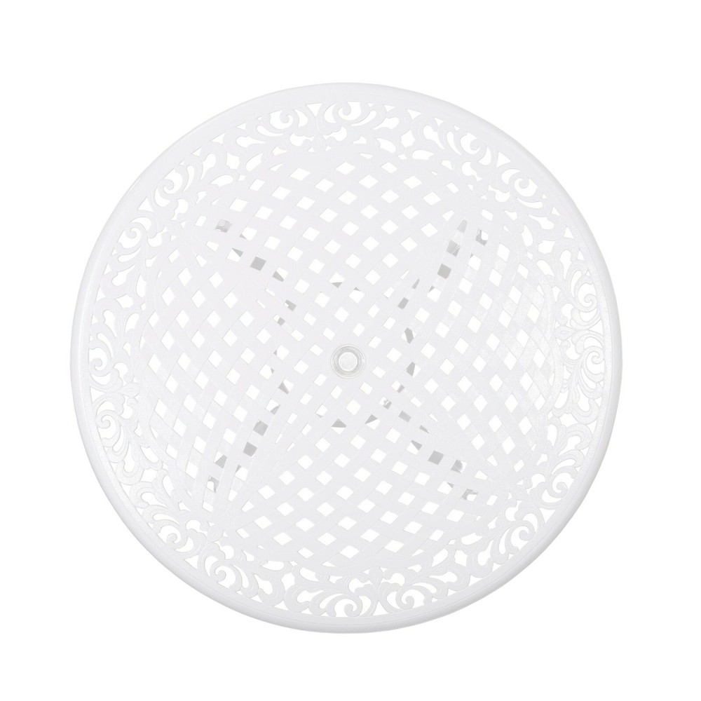 Simon Outdoor Aluminum Round Dining Table, White