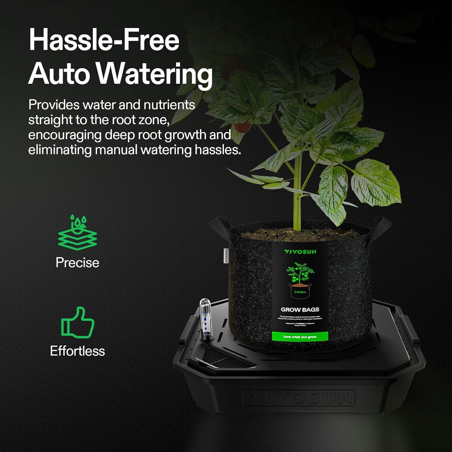VIVOSUN 4-Pack FlexFeed Self-Watering Irrigation Pot, Auto-Irrigation Fabric Pot