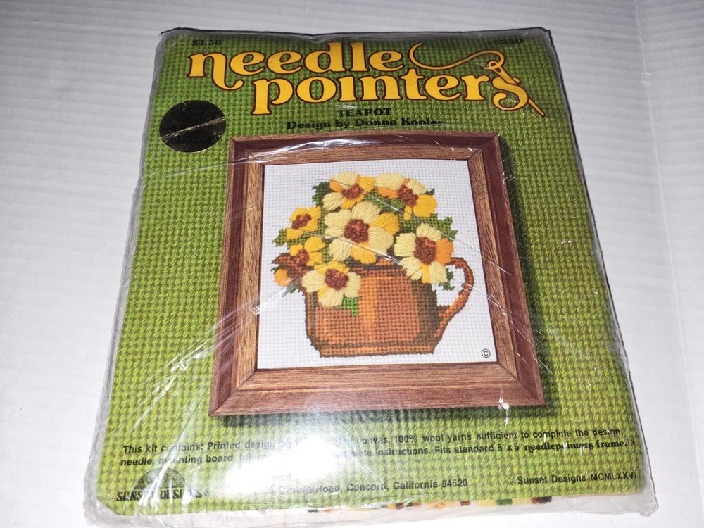 Sunset Designs Needle Pointers Teapot Needlepoint Kit Wool Yarn