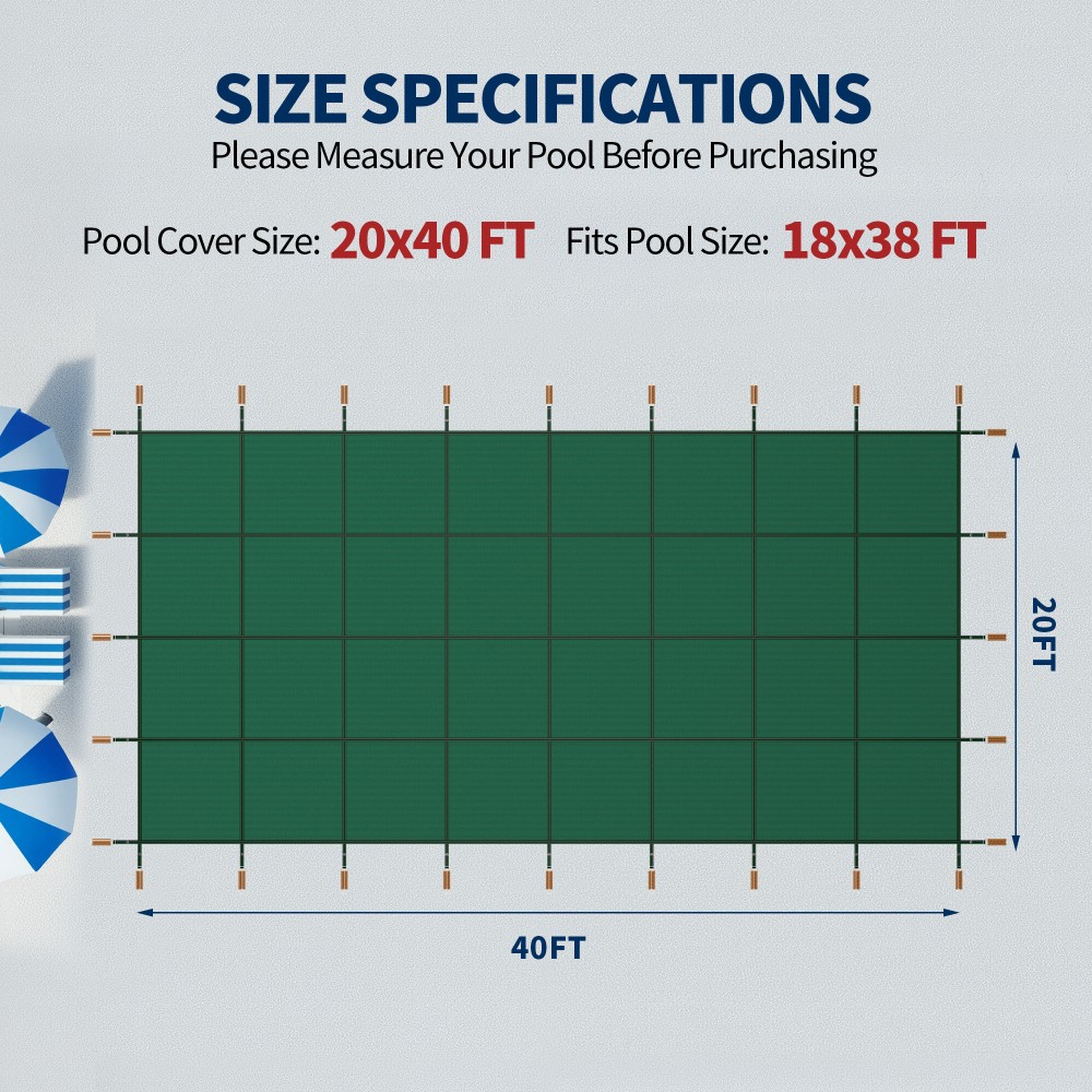Rectangular Swimming Pool Safety Cover for 20x40ft Underground Inground Pool