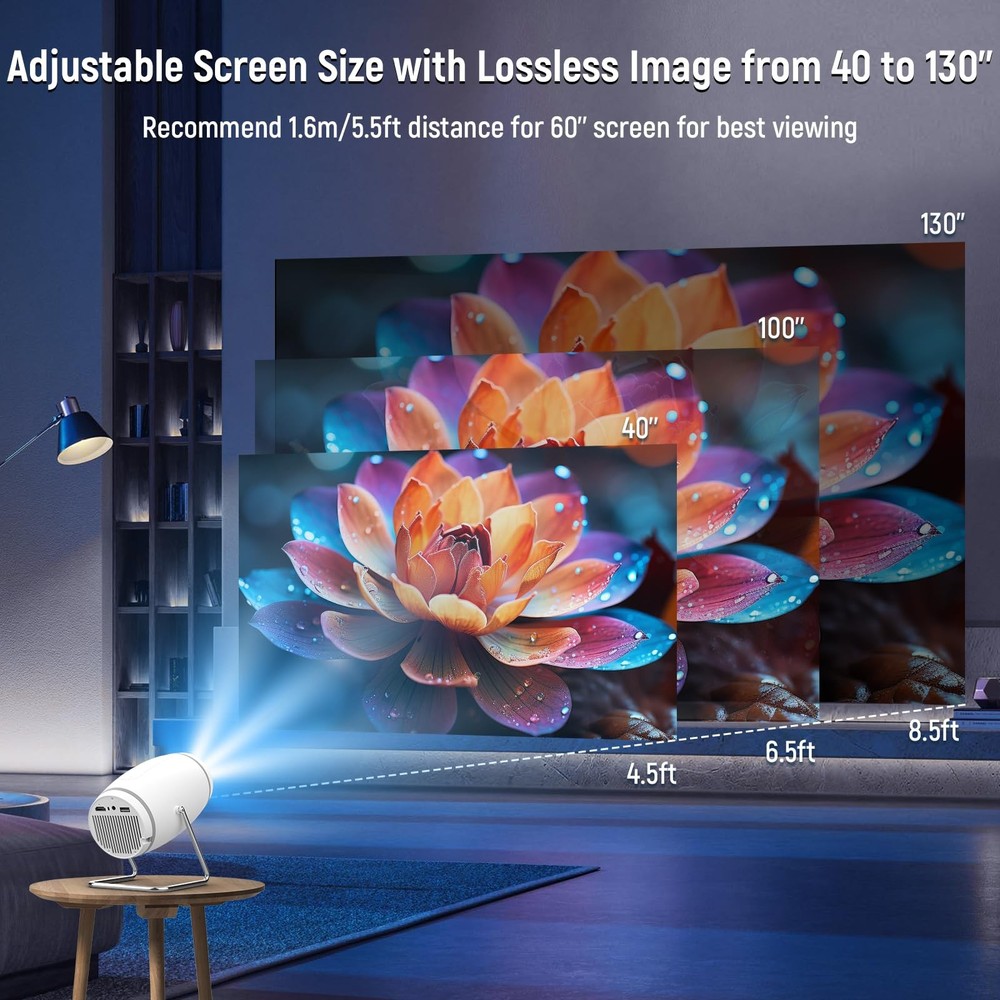 Mini Projector, Projector with WiFi and Bluetooth, 4K 1080P Support Portable ...