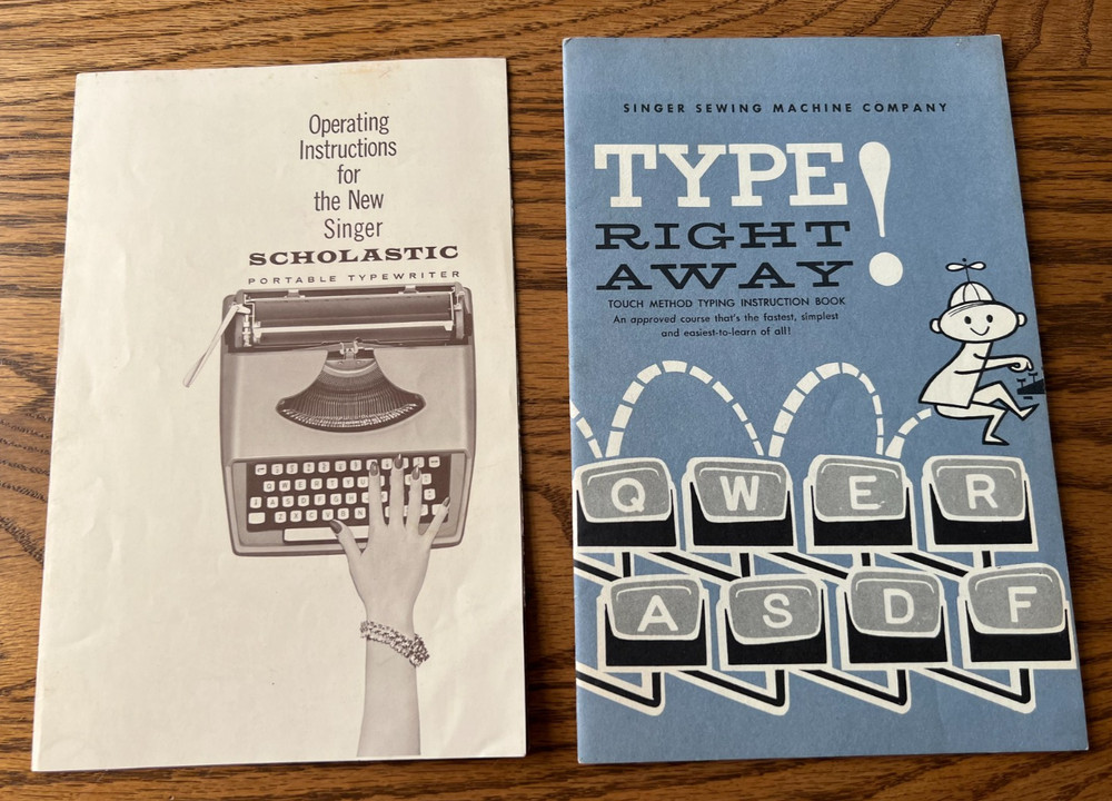 Singer Typewriter Type Right Away Book & Singer Scholastic Typewriter Manual